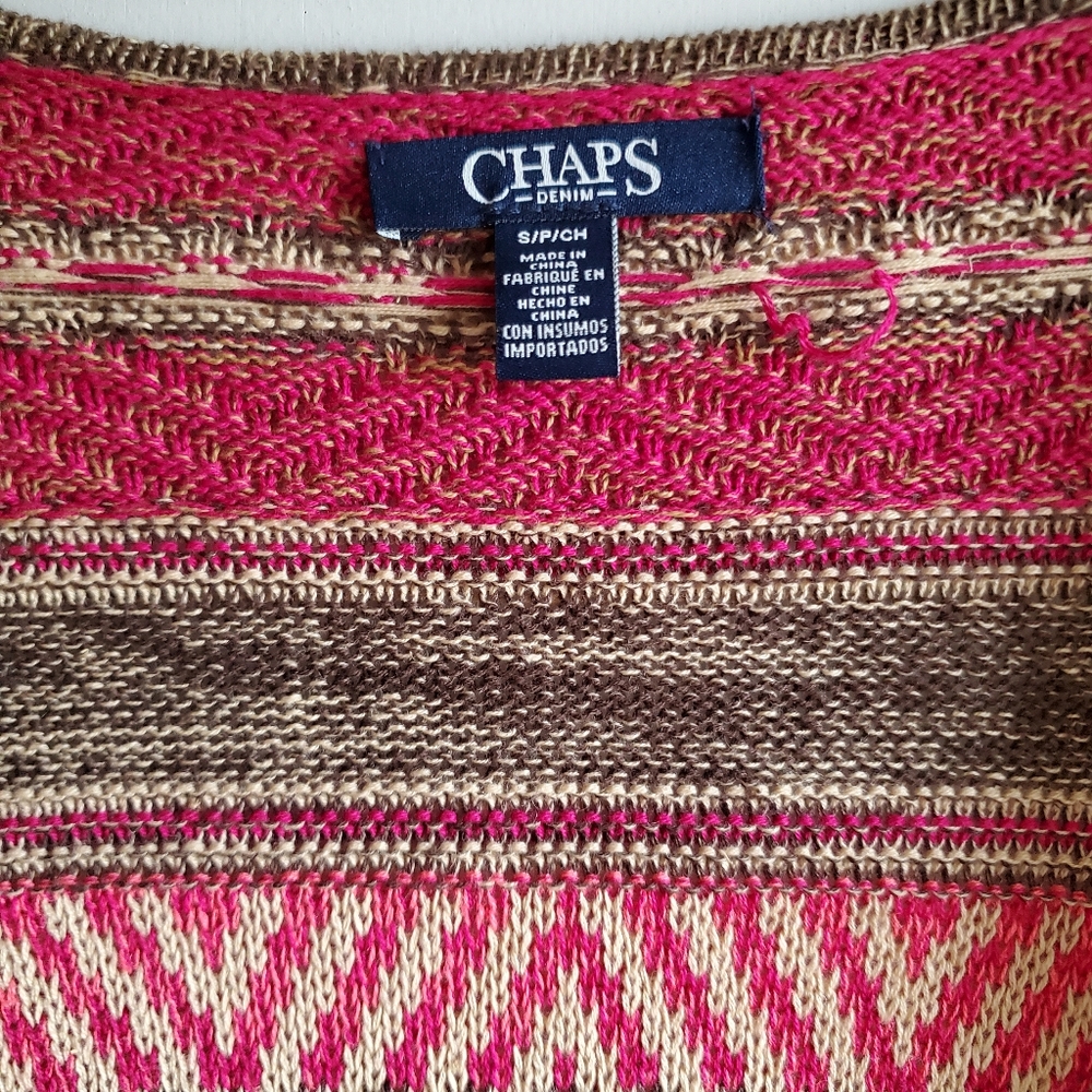 Chaps Cardigan Multi Stitch Small - image 3
